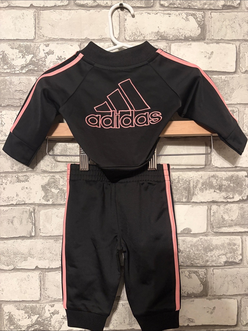 adidas Black and Pink Baby Girl’s Tracksuit